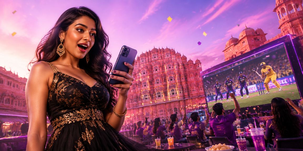 Jaipur cricket betting with Hawa Mahal view in the background